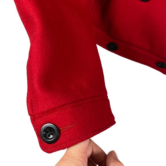 Old Navy Women's Size Small Red Button Up Wool‎ Long Sleeve Pea Coat Jacket - Picture 9 of 15
